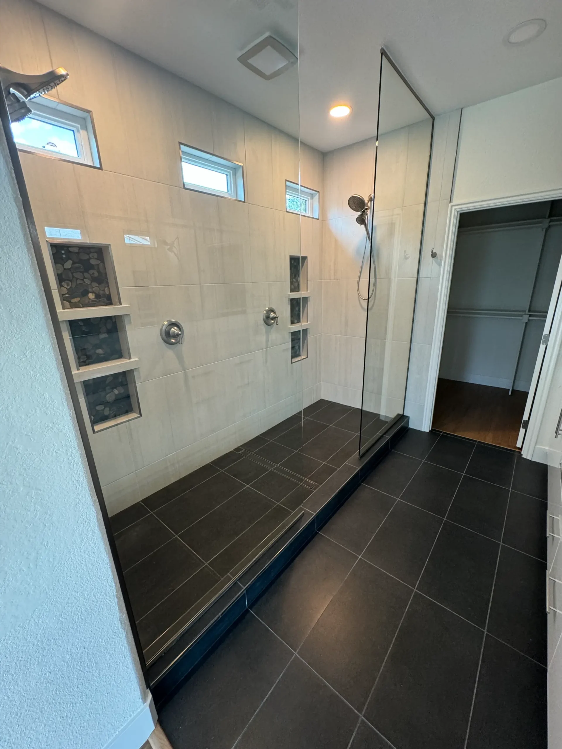 modern las vegas shower remodel tile floor