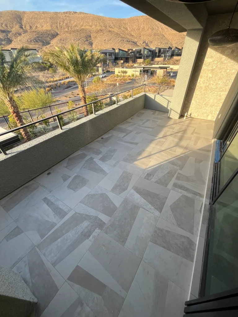 custom balcony stone tiling las vegas million dollar home