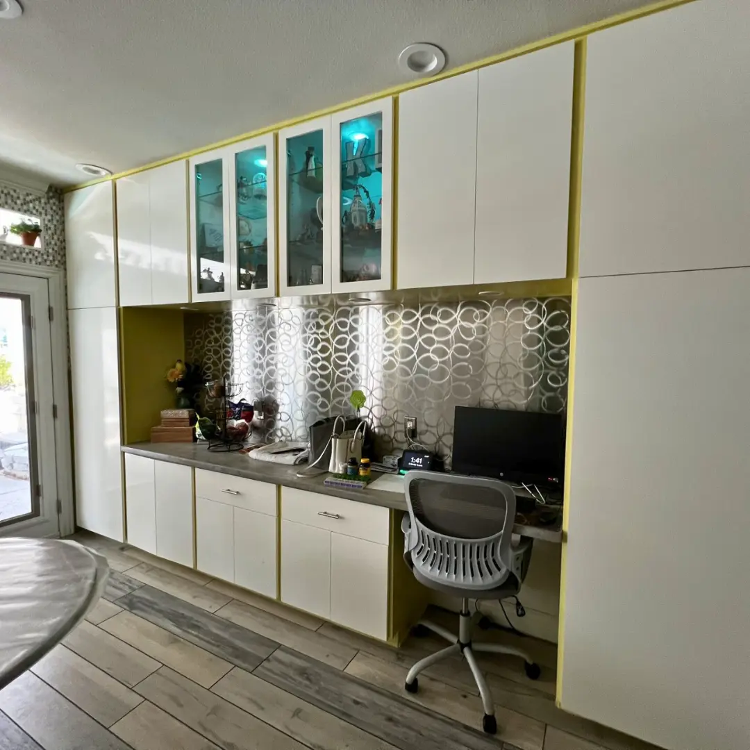custom cabinetry build wood working with backsplash